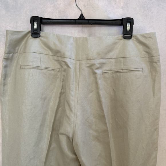 Sandro Sportswear Womens Wide Leg Pants Size 14 Shimmery Beige Linen Blend - Picture 7 of 13